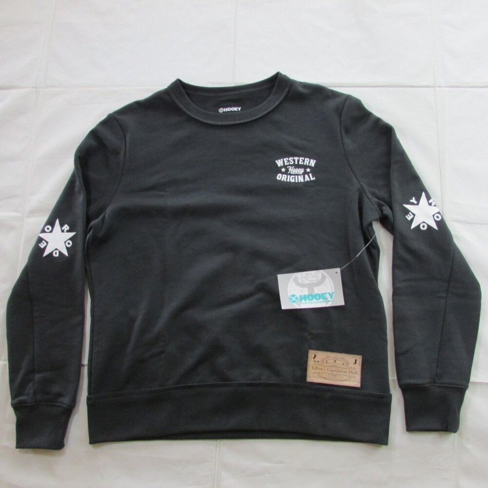 Hooey Women's Long Sleeve Stallion Western Graphic Crewneck Sweatshirt Black